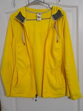 The North Face Yellow Fleece Jacket Size L Hooded Full Zip